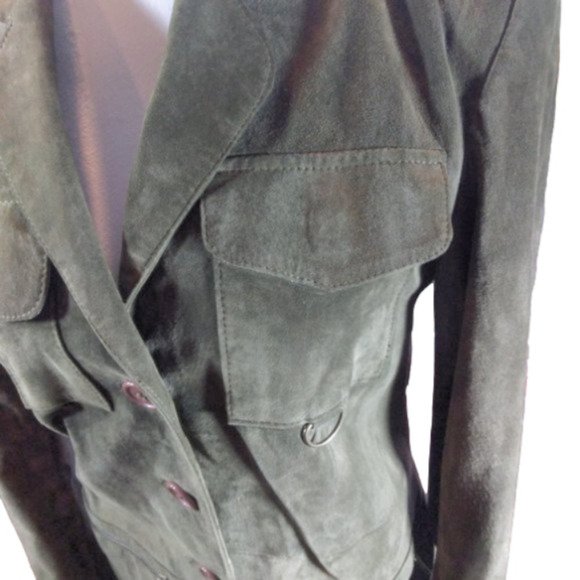 Pretty Face Olive/Army Green Suede Button Front Jacket/Coat Size Small - Picture 3 of 12